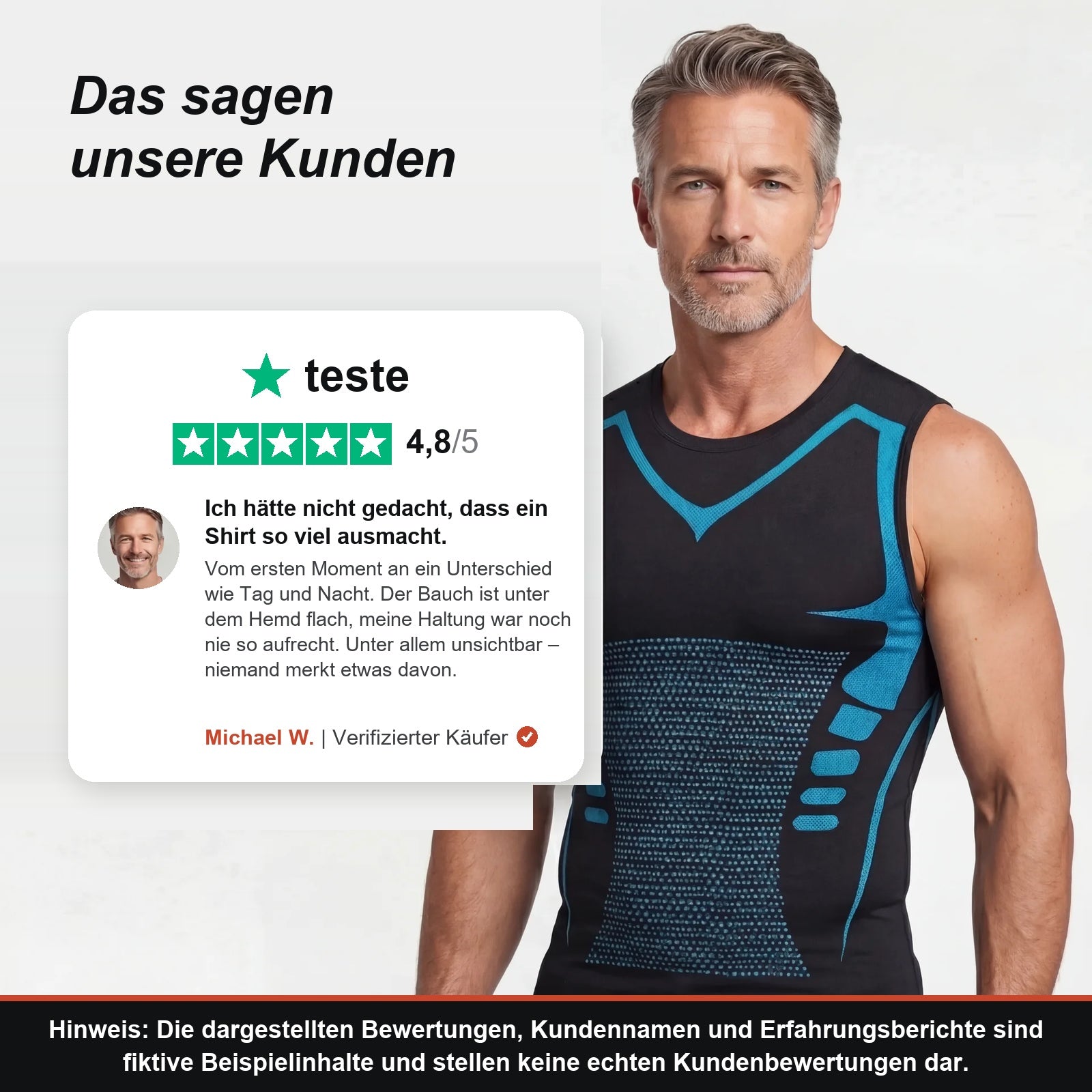Kundenstimme zum HaltPower Kompressionsshirt mit der Bewertung 4,8 von 5