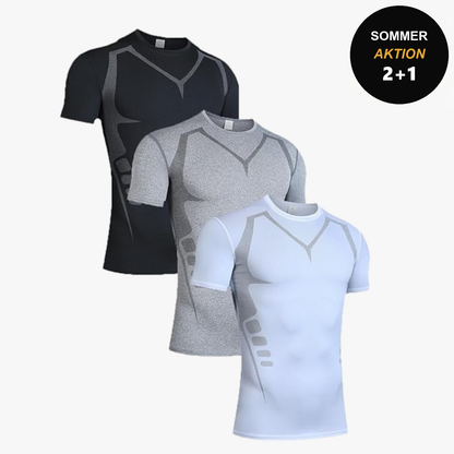 HaltPower T Kompressions-T-Shirt in Schwarz, Grau und Weiß – 50 % Rabatt